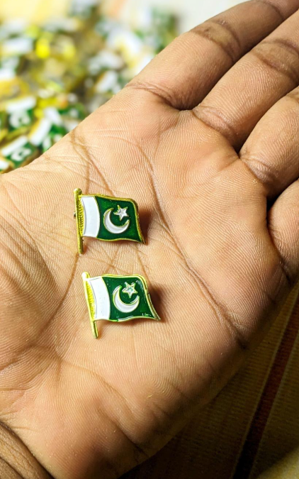 Azaadi Flag Pins Premium Metal Gold 14th August Decor