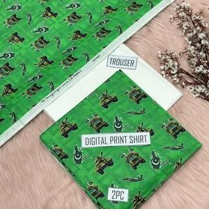 Women's Green Military Print Lawn Suit for Independence Day