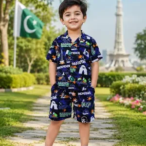 14 August 2 Pcs Dhanak Shirt And Shorts Set 3 to 8 Year Boys