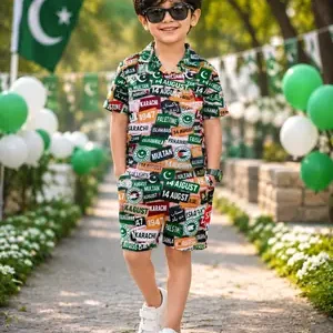 14 August 2 Pcs Dhanak Shirt And Shorts Set 3 to 8 Year Boys