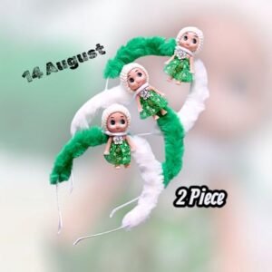 Green Printed Hair Bands for Girls Pack of 2
