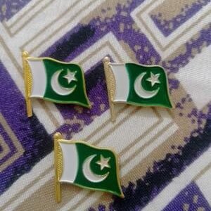 Azaadi Flag Pins Premium Metal Gold 14th August Decor