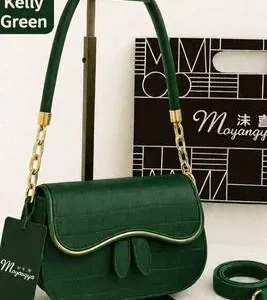 Green Kelly Green Shoulder Bag for Girls - 1 Pc, Plain Design