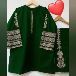 Green Embroidered Shamoz Silk 2Pcs Women Set