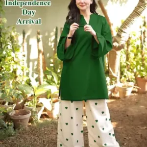 2 Pcs Women's Stitched Cotton Embroidered Shirt And Trouser