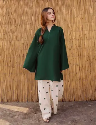 Women's Heart Printed Summer Linen 2 Piece Flapper Suit with V Neck Shirt | Sequence Lace Work | Casual Printed Cord Set | Soft Linen Dress for Women