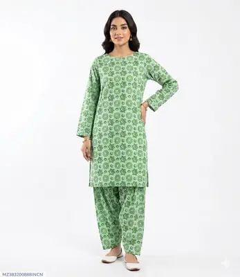 2 Pcs Women's Unstitched Printed Suit