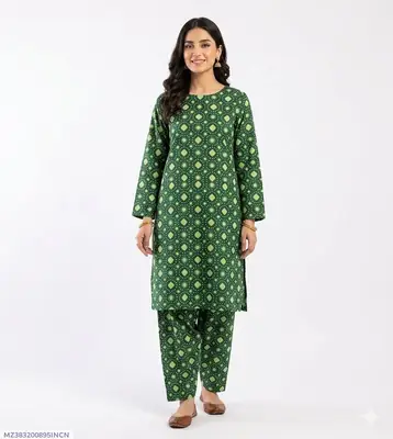 2 Pcs Women's Unstitched Printed Suit