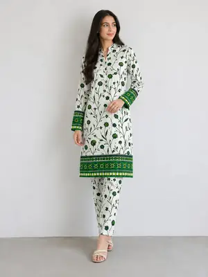 2 Pcs Women's Unstitched Printed Suit