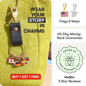 Flag and Map Charms Set Stainless Steel Jewelry