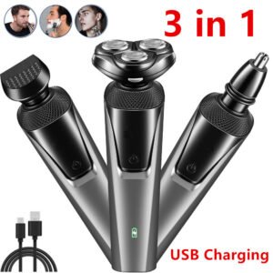 Electric Shaver Mens Razor Rotary Waterproof Pop-Up Beard Trimmer Wet Dry Cordless Nose Hair Clipper Barber Shaving Machine
